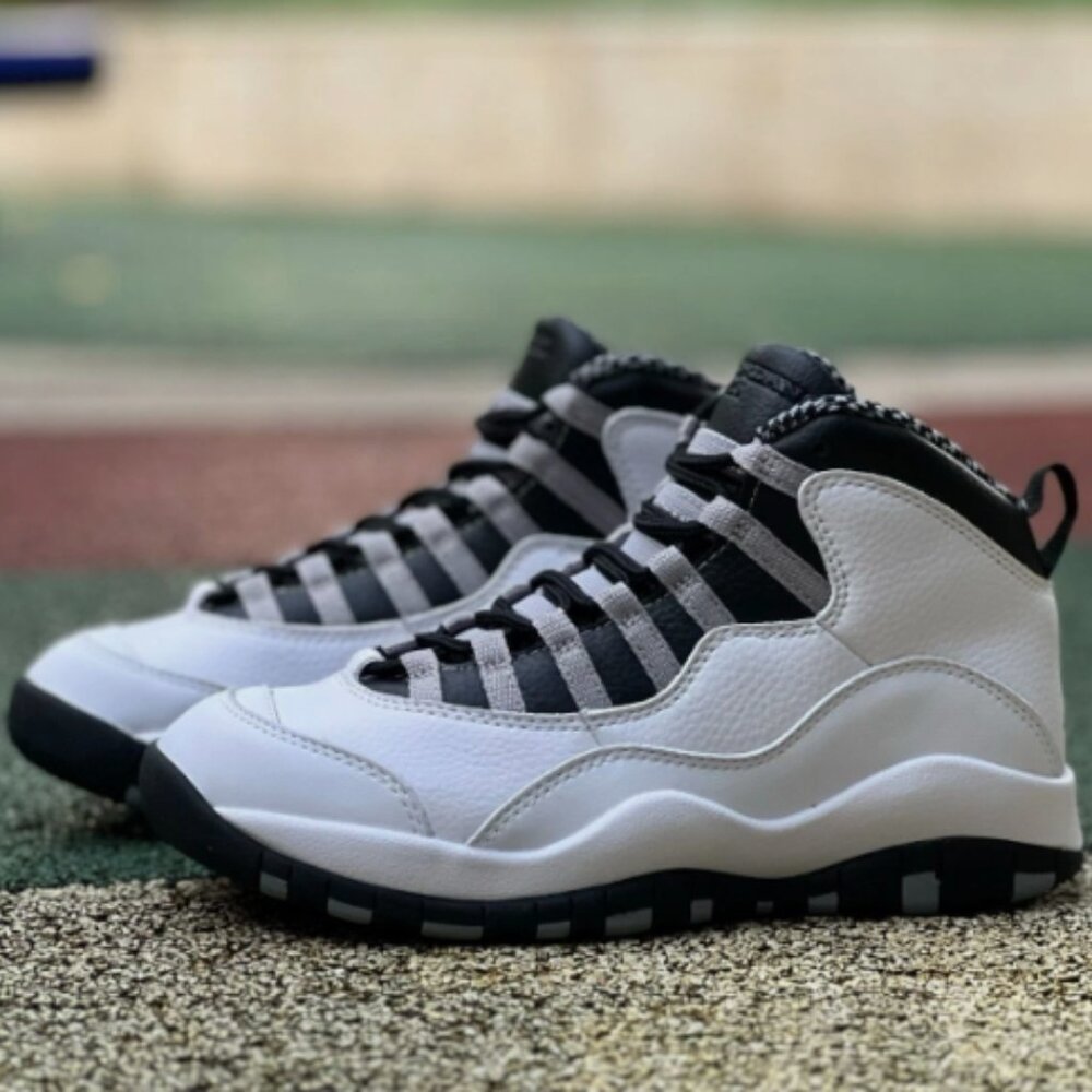 Air Jordan 10 Retro (GS) 'Steel' White/Black-LT Grey Size 5Y/6.5W